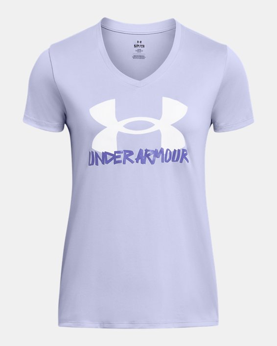 Women's UA Tech™ Marker Short Sleeve, Purple, pdpMainDesktop image number 2